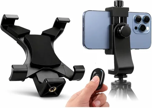 Vista 10 de Acuvar Soporte universal de trípode para tableta, adaptador de soporte ajustable para iPad, Samsung Galaxy Tab y Surface, se adapta a tabletas de 8