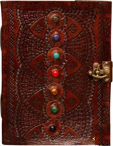 Vista 4 de Diario de Dragón de Cuero con Piedra: Diario de Dungeons and Dragons Cuaderno de Bocetos - Sombras para Hombres y Mujeres - 6 x 8 Pulgadas con 220