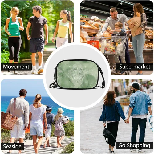 Vista 7 de Green Vintage Flowers Womens Purses Crossbody Men Beauty with Credit Card Slots Handbags Walk dog bolsos negros para mujeres