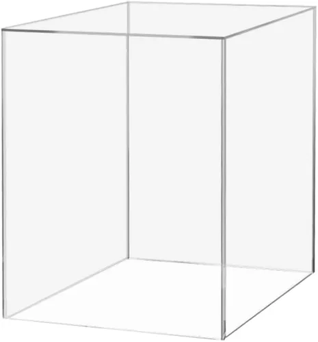 Vista 24 de Caja elevadora de acrílico de 12 x 12 x 9 pulgadas con un lado abierto sin tapa, negro brillante, versátil cubo cuadrado de almacenamiento