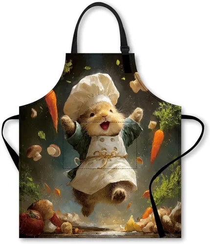 Vista 16 de Nuxovilar Bonito delantal de cocina, 26.77 x 30.7 pulgadas, esencial para cocina, hornear, reuniones festivas
