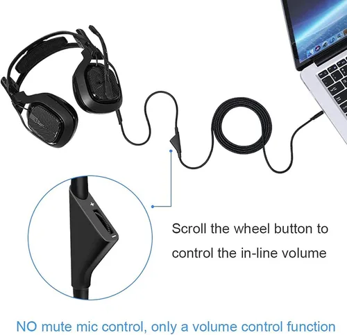 Vista 4 de SAMERIVER Cable A10 de repuesto con control de volumen cable A40 funciona con cable de auriculares A40A40 cable de auriculares A10 para Xbox One PS4