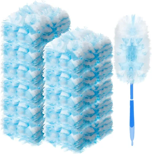 Vista 11 de Vesici 50 piezas de repuesto de plumero compatibles con Swiffer Dusters, repuesto desechable a granel grueso con 1 mango resistente para limpieza