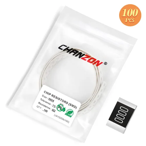 Vista 5 de Chanzon - 100 piezas de resistencias SMD 0805 0 Ω ohm 1/8W 0.125W ±1% de tolerancia, película gruesa, resistencias de chip SMT, certificadas por Rohs