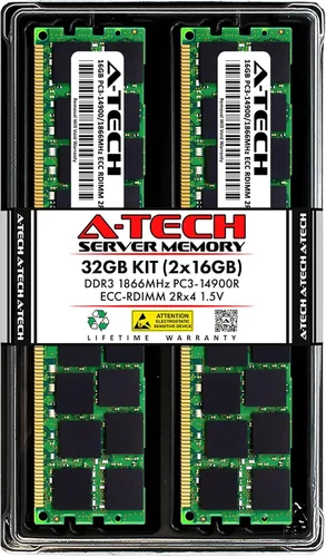 Vista 174 de A-Tech 4GB DDR3 1333MHz PC3-10600R ECC RDIMM 1Rx4 Rango único 1.5V Registrado DIMM 240-Pin Módulo de actualización de memoria RAM de servidor