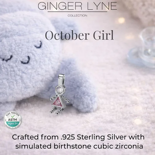 Vista 2 de Birthstone Baby Charms for Mom by Ginger Lyne Birthday Kids Boy or Girl Birth Month Pendants for Grandma Family Tree Necklace for Women Cubic