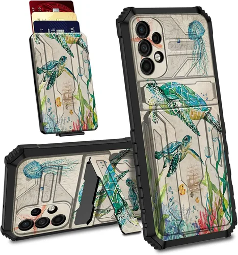 Vista 23 de Funda para Samsung Galaxy A53 5G con ranura desmontable para tarjetero, función atril, doble capa, resistente, a prueba de golpes, funda oculta