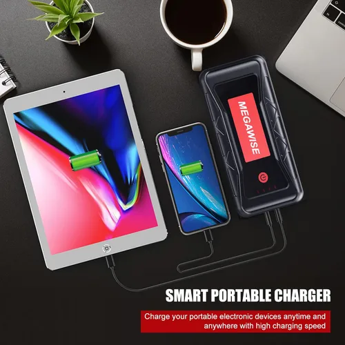 Vista 4 de MEGAWISE 2500A Peak 21800mAh - Batería de arranque portátil para coche (hasta 8.0L Gas/6.5L motores diésel) 12V Paquete de alimentación portátil