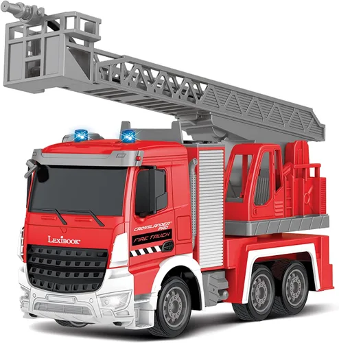 Vista 8 de LEXiBOOK, Camión de bomberos Crosslander RCP20 Spray de agua, Escalera giratoria, Efectos de luz, Recargable