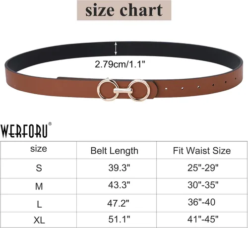 Vista 5 de Cinturón de cuero reversible para mujer, cinturón de cuero con anillo tórico dos en uno para vestido de jeans