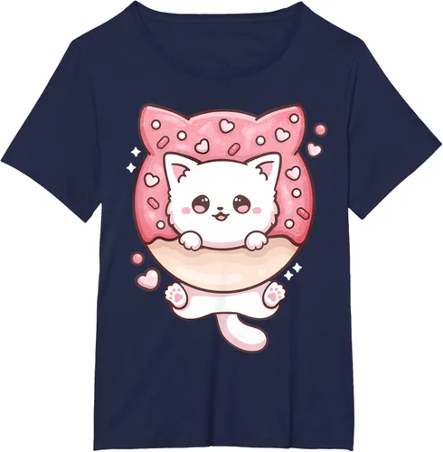 Vista 16 de Camiseta Kawaii Cat Donut Anime Lover Otaku, Negro