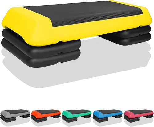 Vista 8 de Escalón de entrenamiento aeróbico ajustable con 4 elevadores para entrenamiento de plataforma de fitness y ejercicio