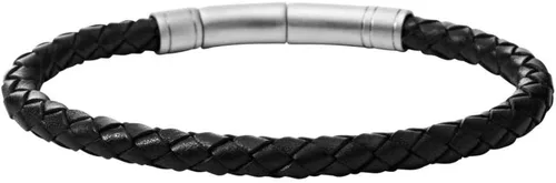 Vista 4 de Fossil Billetera plegable de cuero para hombre con ventana de identificación abatible para hombres, negro, (Black Wallet + Bracelet)