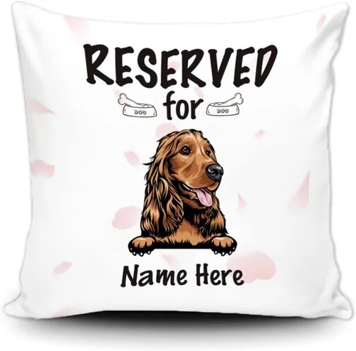 Vista 10 de Funda de almohada personalizada reservada para el perro, Cavalier King Charles Spaniel cachorro, funda de almohada de lona blanca para decoración