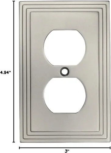 Vista 3 de Cosmas 25026-SN Níquel Satinado Single Duplex Electrical Outlet Placa de Pared/Cubierta