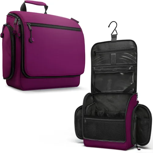 Vista 22 de VENTURE 4TH Neceser de viaje colgante para mujeres y hombres - Organizador grande de artículos de tocador con 18 compartimentos, bolsa extraíble