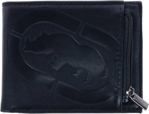 Vista 2 de Ecko - Cartera plegable de piel para hombre con bolsillos con cremallera, color negro, Negro