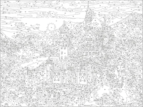 Vista 3 de Ravensburger CreArt Fairytale Castle - Kit de pintura por números para adultos, pintura de artes y manualidades para edades de 14 años en adelante