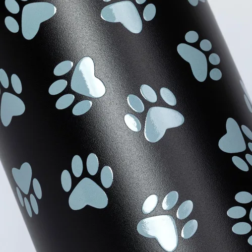 Vista 7 de Paw Print - Botella de agua de acero inoxidable con aislamiento de doble pared fácil de beber de 32 onzas, tapa abatible con una sola mano con Negro