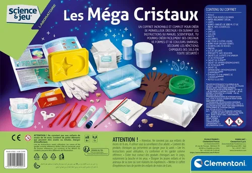 Vista 2 de Clementoni - Science Mega Crystals-Juego científico-Versión francesa, Made in Italy, 8 Years and More, 52490, multicolor, 17.8 x 2.8 x 12.2 in
