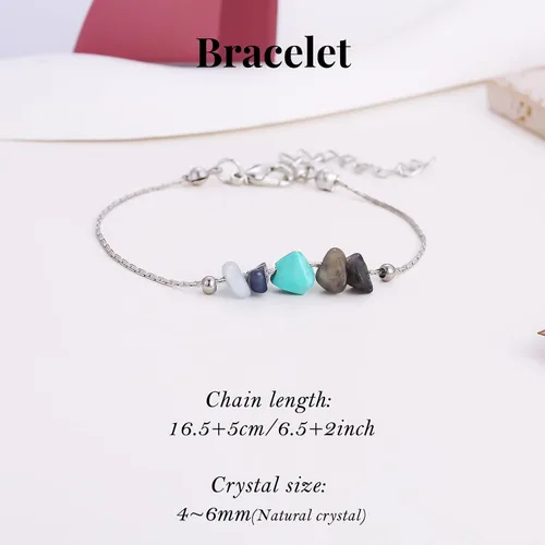 Vista 7 de MJartoria Natural Stone Zodiac Sign Choker Necklace and Bracelet for Women Horoscope Healing Stone Astrology Jewelry Set Birthday Gifts Silvery