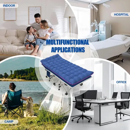 Vista 7 de Catre de Camping con Almohadilla Gruesa Catres para Dormir Cama de Camping Catre Plegable 450LBS(Carga Máxima) Cómodo Doble Capa Oxford Resistente