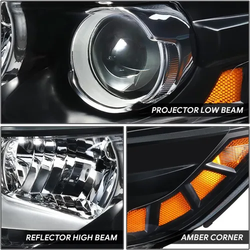 Vista 3 de DNA MOTORING Faro delantero izquierdo estilo OE compatible con Kia Optima 11-13, carcasa negra/lente transparente/reflector ámbar, OEM-HL-0172-L