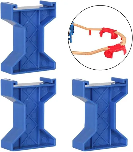 Vista 6 de 3 unids/set tren puente muelles de madera ferroviario accesorios modelo puente tren, estilo A azul