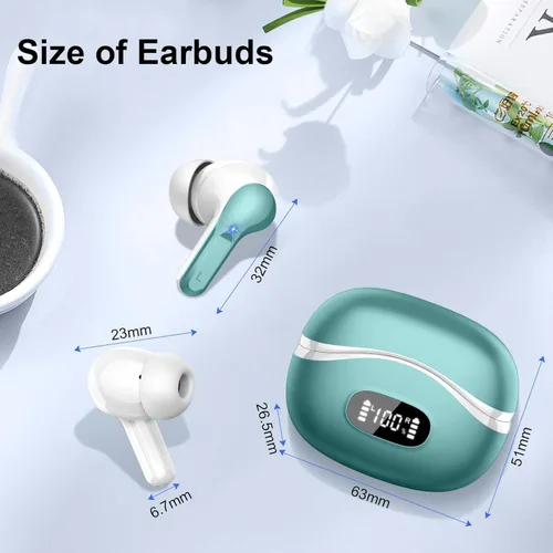 Vista 7 de Auriculares inalámbricos, Auriculares Bluetooth 5.4 HiFi Estéreo, Auriculares con 4 Micrófonos ENC de Cancelación de Ruido, Auriculares Bluetooth