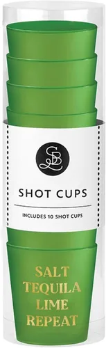 Vista 2 de Santa Barbara Design Studio Party Shot Glass - 10 vasos reutilizables de plástico sin BPA, 2 onzas, tequila de sal y lima