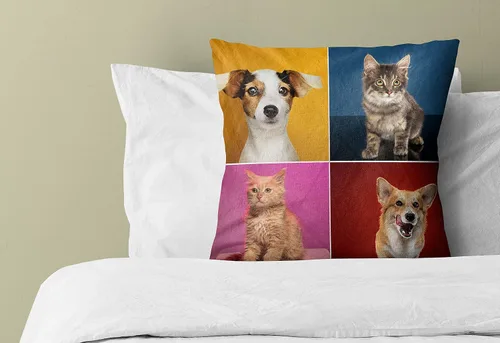Vista 3 de Almohada fotográfica personalizada. Personalizada con imágenes para cumpleaños, aniversario y Navidad. (inserto + funda)
