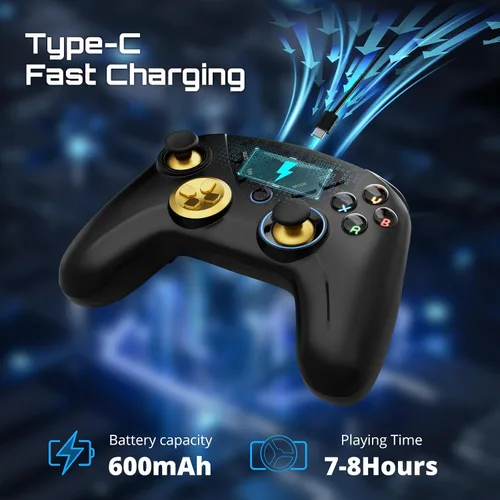 Vista 6 de Multi-Platform PC Wireless Controller, Bluetooth Gaming Controller, Compatible with Windows, iPad, Steam, Laptop, Mac, Tablet, and Smart TV, with