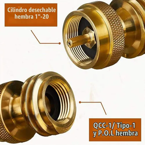 Vista 3 de Adaptador de tanque de propano de 1 libra, Adaptador de tanque de propano convertidor de 20 lb a 1 libra, Engánchate Tanques de propano pequeños
