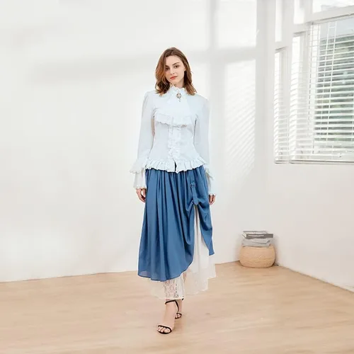 Vista 4 de Vestido midi de cintura elástica vintage para mujer