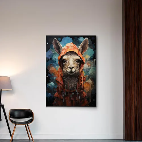 Vista 5 de Alpaca Canvas Wall Art for Bathroom Living Room Wall Decoration Animal Wall Painting Autumn Landscape Wall Picture Aesthetic Alpaca Wall Decor