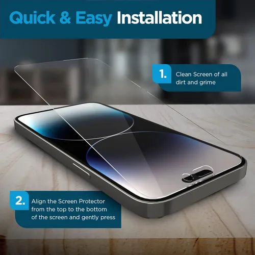 Vista 7 de Case-Mate Protector de pantalla para iPhone 14 Pro Max de 6.7 pulgadas, vidrio templado antiarañazos con protección contra roturas, película
