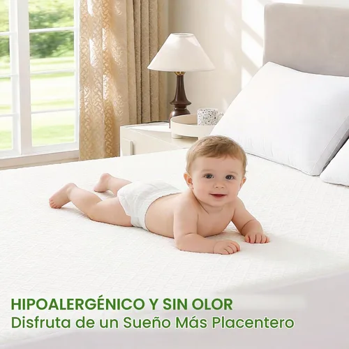 Vista 2 de KUUP - Protector de colchón impermeable tamaño individual, hipoalergénico, sin olor, rayón derivado del bambú, transpirable, refrescante, sin ruido