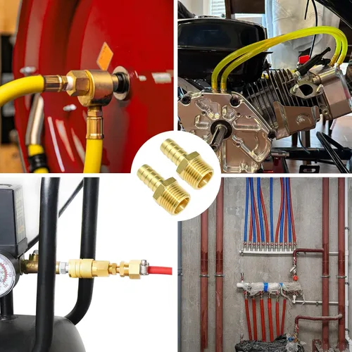Vista 6 de SDTC Tech Paquete de 2 accesorios de púas de manguera de latón de 1/4 pulgadas de púa x 1/4 NPT macho adaptador de accesorios de tubería