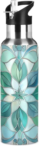 Vista 15 de ALAZA Botella de agua con diseño de flor de almendra con tapa de pajilla, botella térmica de acero inoxidable aislada al vacío, botella de agua