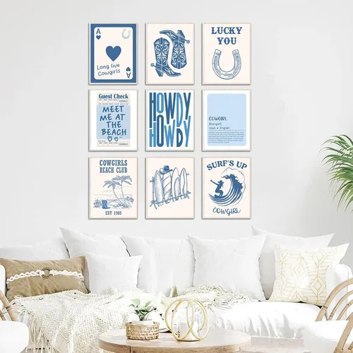 Vista 2 de RETRART Juego de Decoración Costera para Habitación de Nieta de 9 Piezas, Decoración de Habitación de Playa Preppy Decoración de Habitación Preppy