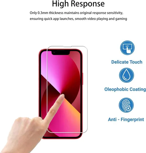Vista 6 de Marco de alineación fácil diseñado para iPhone 13 mini Protector de pantalla de vidrio templado 2 paquetes Película protectora de lente de cámara 2