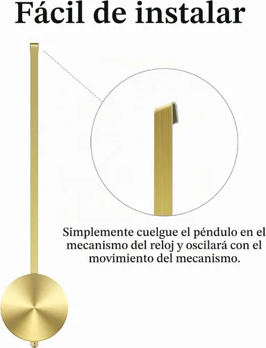 Vista 4 de NiHome Reloj de pared de cuarzo de repuesto con péndulo (dorado)