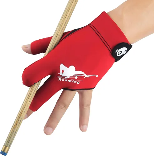 Vista 10 de Billiard Pool Glove for Left Hand, 3-Finger Cue Glove for Men Smooth Stroke Mano izquierda negra.