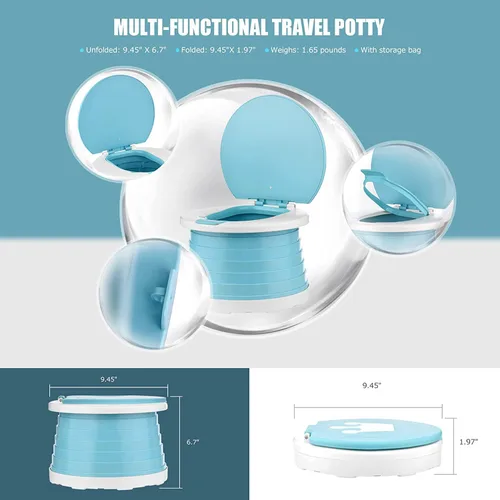 Vista 5 de Orinal portátil para viaje de niños pequeños, asiento plegable para entrenamiento de niños pequeños, inodoro para niños y niñas, automóvil, orinal