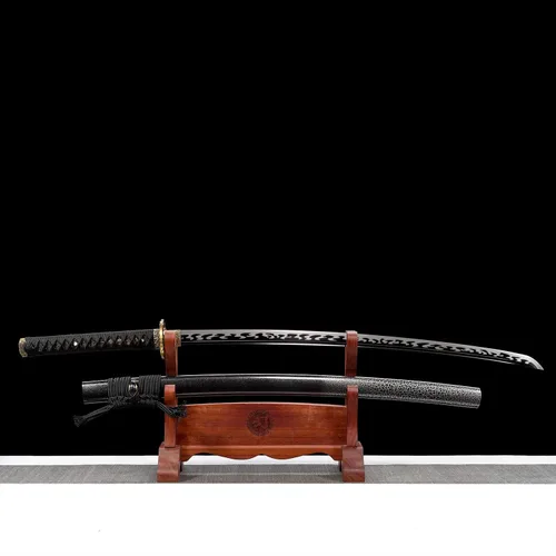 Vista 5 de Espada Katana hecha a mano, 100% acero de alto carbono, hecha a mano, afilada, 41 pulgadas, espiga completa, funcional, práctica afilada