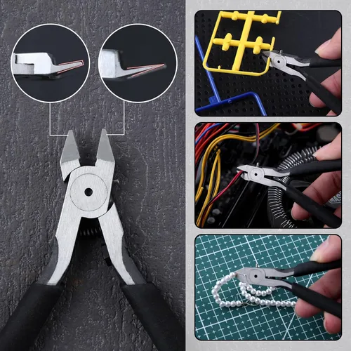 Vista 2 de Kit de herramientas de modelo, pinza de una sola hoja de 5 pulgadas, pinza modelo con bloque de pulido, pinza definitiva para modelo de plástico