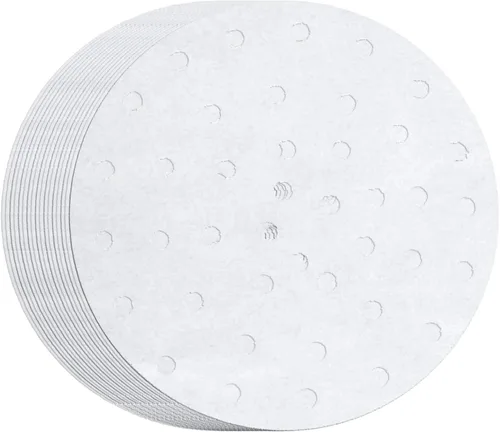 Vista 6 de 100 forros perforados de bambú de papel pergamino para freidora de aire de 10 pulgadas