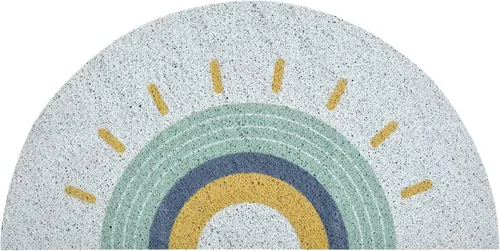 Vista 2 de HelloTree - Alfombra creativa semicircular antideslizante para puerta, diseño de arco iris, tapete para dormitorio, entrada, sol, 17.7 x 35.4
