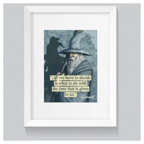 Vista 3 de Gandalf - Póster con cita – 16 x 20 – Laminado – Tolkien – Motivador – Inspirador – Mente de crecimiento – Decoración de aula – El Señor