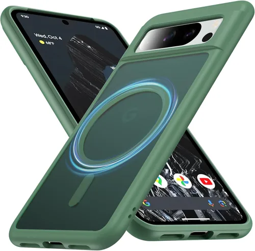 Vista 14 de Funda para Google Pixel 8 Pro con MagSafe [Soporte Ajustable][Carga Mientras Está de Pie][Militar a Prueba de Golpes] Parachoques de Silicona Suave
